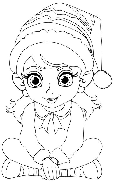 Ilustración de la chica festiva en el sombrero de Papá Noel