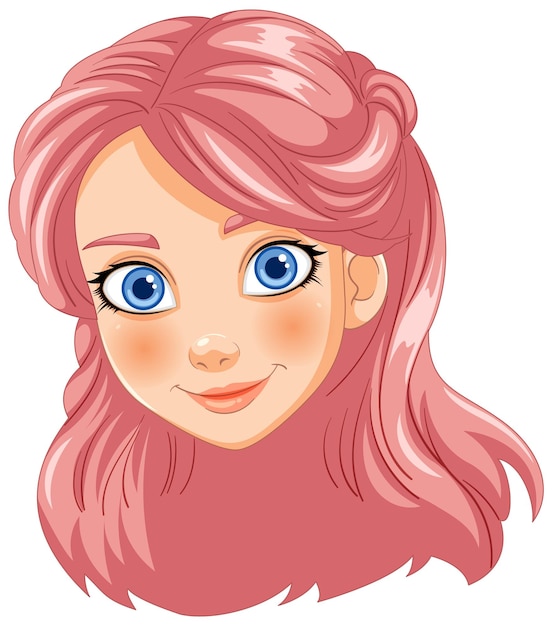 Vector gratuito ilustración de la chica sonriente con el cabello rosa