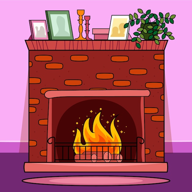 Ilustración de chimenea de dibujos animados dibujada a mano