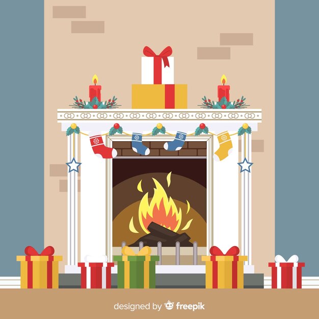 Ilustración chimenea plana