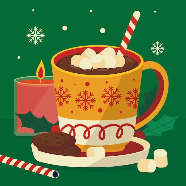 Ilustración de chocolate caliente de la temporada de Navidad
