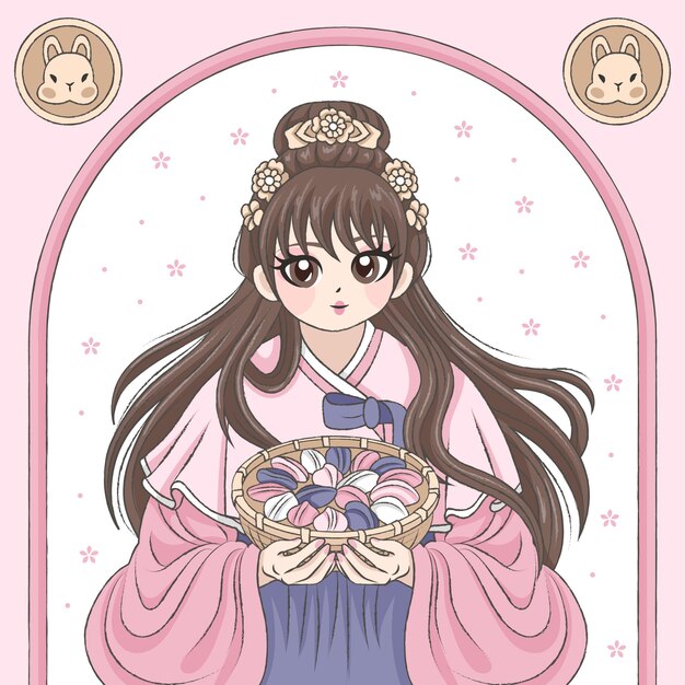 Ilustración de chuseok dibujada a mano