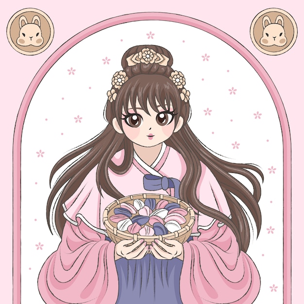 Ilustración de chuseok dibujada a mano