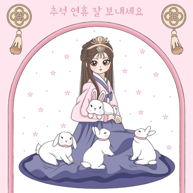 Ilustración de chuseok dibujada a mano