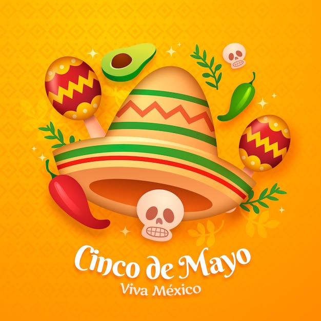 Vector gratuito ilustración de cinco de mayo degradado