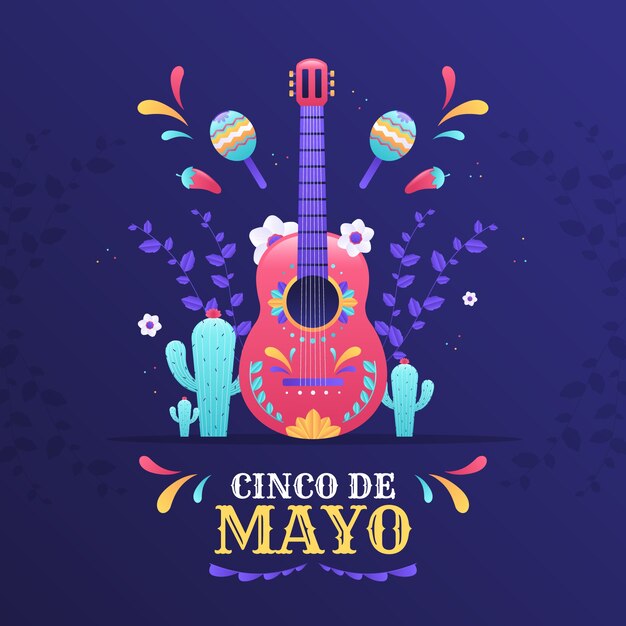 Ilustración de cinco de mayo degradado