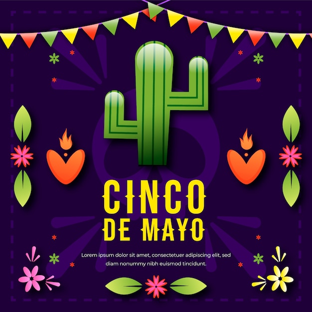 Vector gratuito ilustración de cinco de mayo degradado