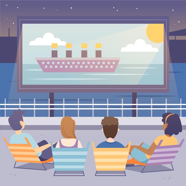 Vector gratuito ilustración de cine al aire libre