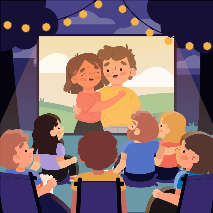 Vector gratuito ilustración de cine al aire libre