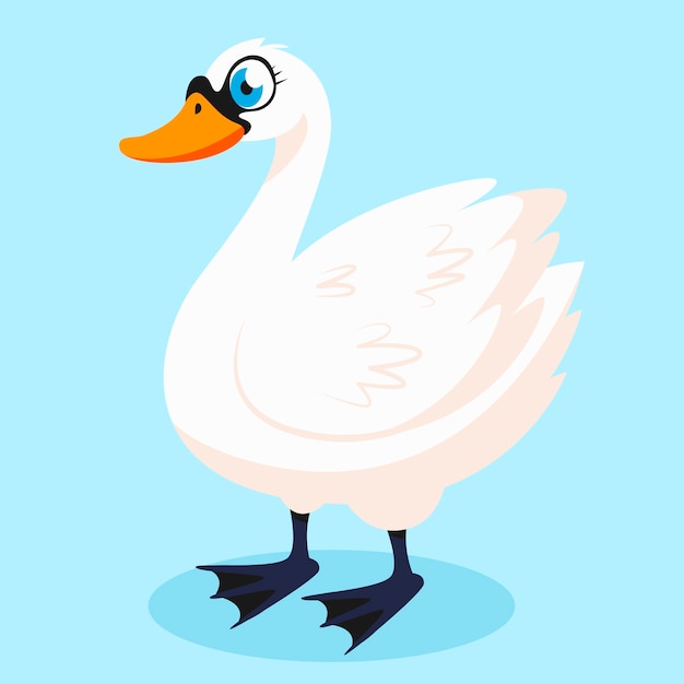 Vector gratuito ilustración de cisne de dibujos animados dibujados a mano