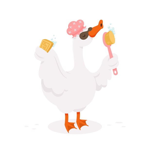 Ilustración de cisne de dibujos animados dibujados a mano