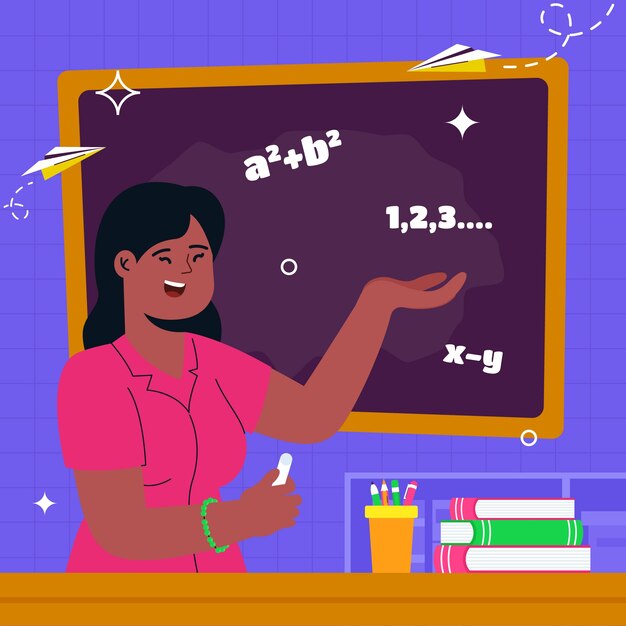 Ilustración de clipart de profesor negro dibujada a mano