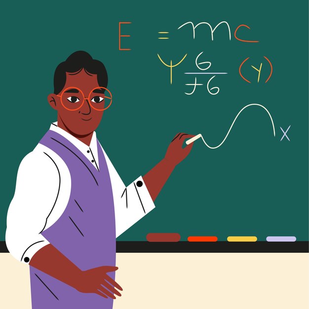 Ilustración de clipart de profesor negro dibujada a mano
