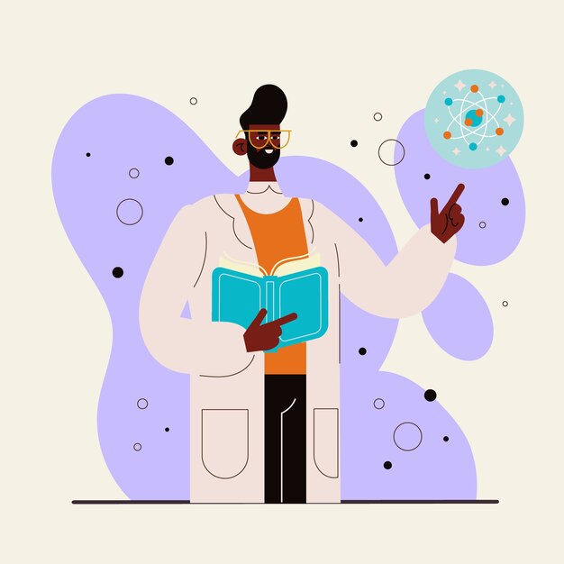 Ilustración de clipart de profesor negro dibujada a mano