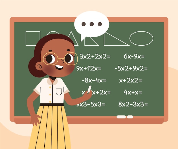 Ilustración de clipart de profesor negro dibujada a mano