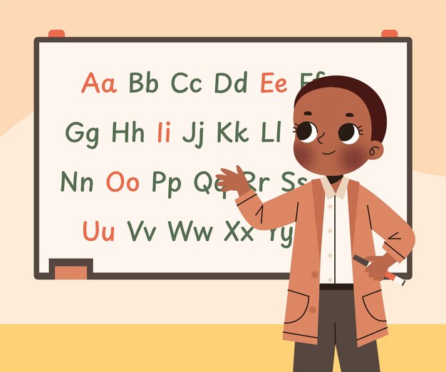Ilustración de clipart de profesor negro dibujada a mano