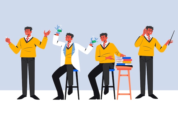 Ilustración de clipart de profesor negro dibujada a mano