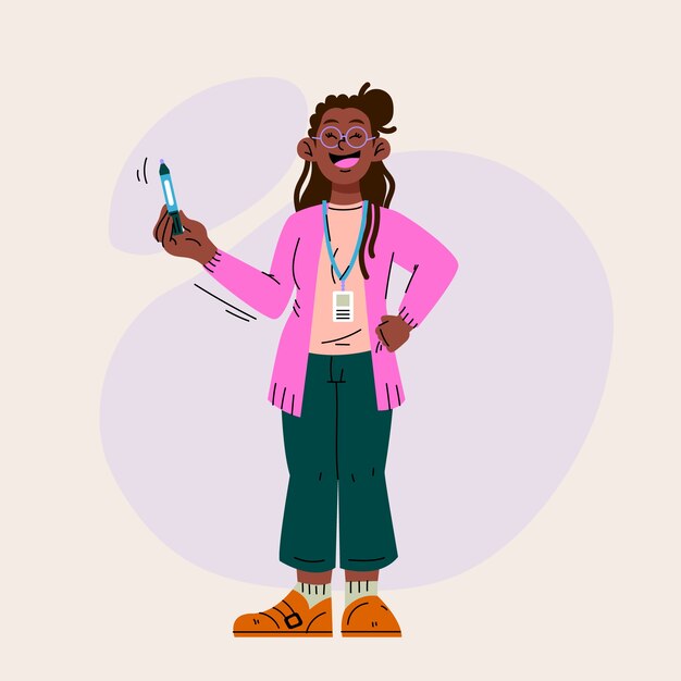 Ilustración de clipart de profesor negro dibujada a mano