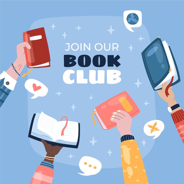 Ilustración de club de lectura dibujado a mano