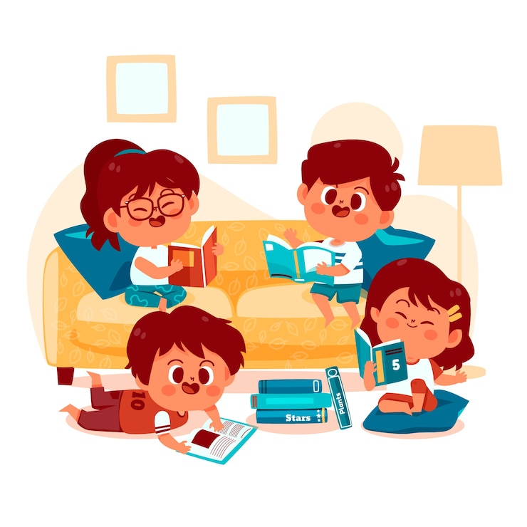 Vector gratuito ilustración de club de lectura dibujado a mano