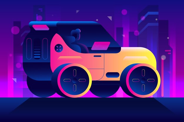 Ilustración de coche autónomo degradado
