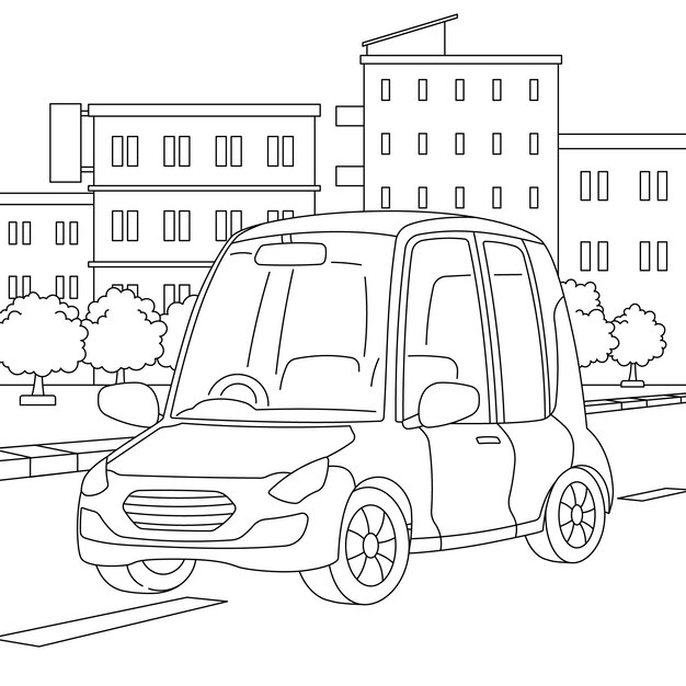 Ilustración de coche dibujada a mano