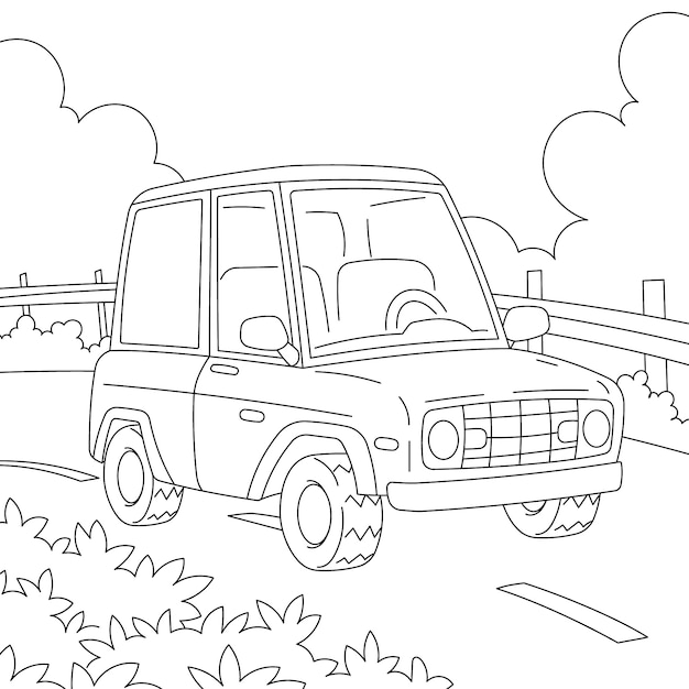 Ilustración de coche dibujada a mano