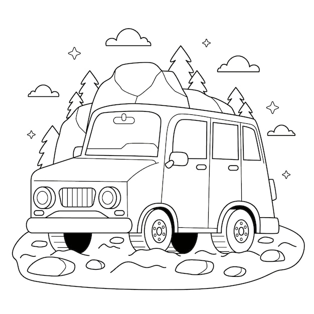 Ilustración de coche dibujada a mano