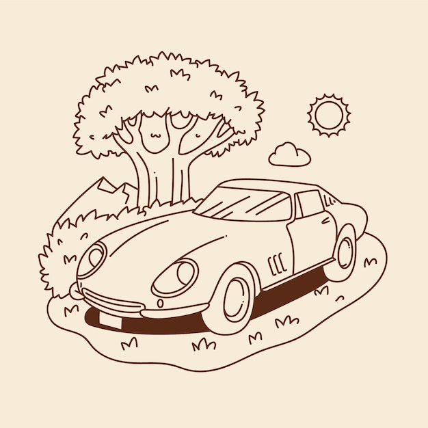 Ilustración de coche dibujado a mano