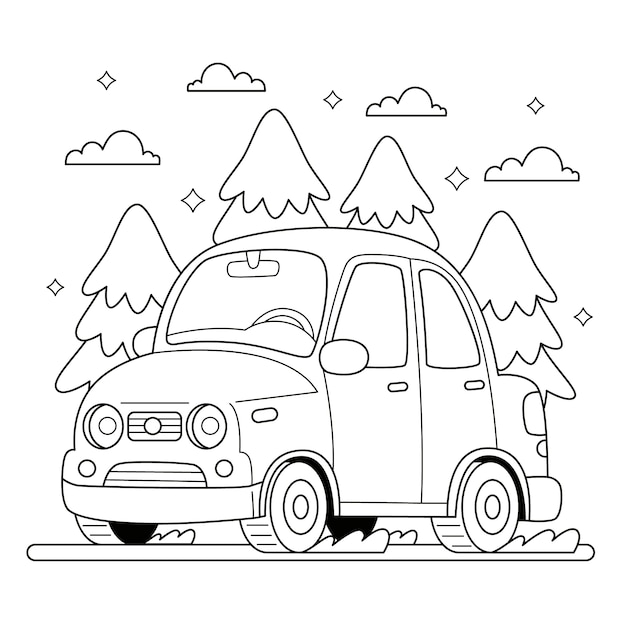 Ilustración de coche dibujado a mano