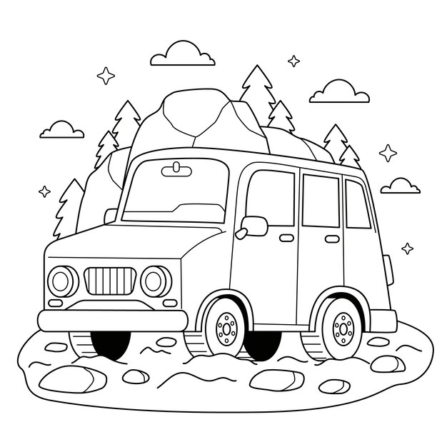 Ilustración de coche dibujado a mano