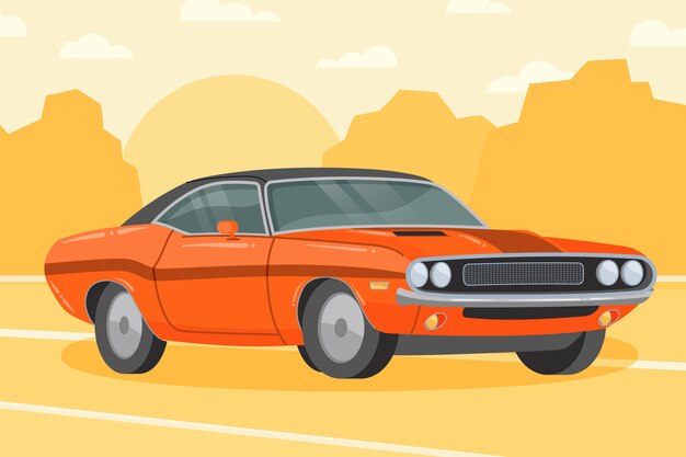 Ilustración de coche de músculo de diseño plano