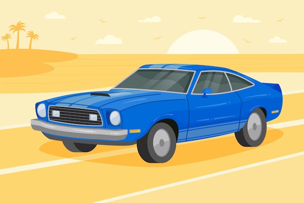 Ilustración de coche de músculo de diseño plano