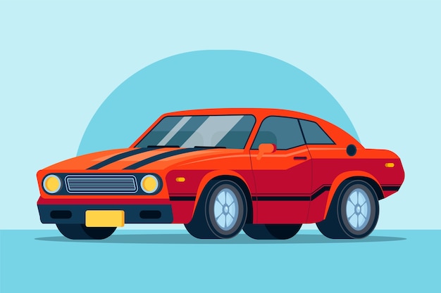 Ilustración de coche de músculo plano de transporte