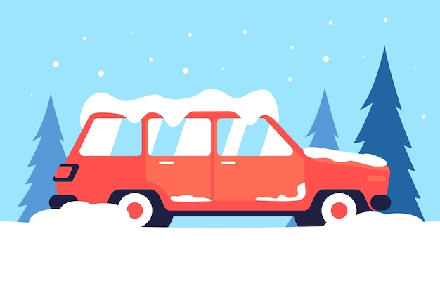 Vector gratuito ilustración de coche de nieve plana