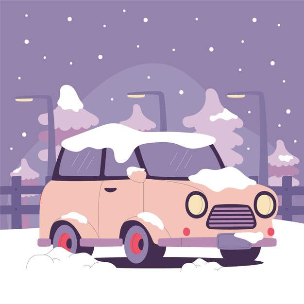 Ilustración de coche de nieve plana