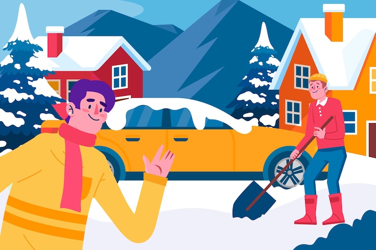 Vector gratuito ilustración de coche de nieve plana