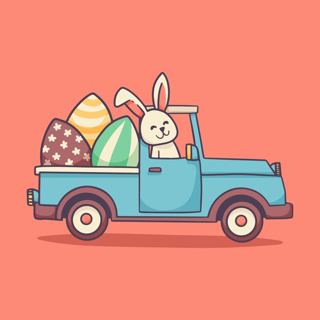 Ilustración de coche de pascua dibujado a mano