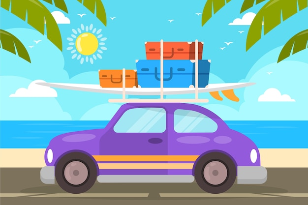 Ilustración de coche de verano de diseño plano