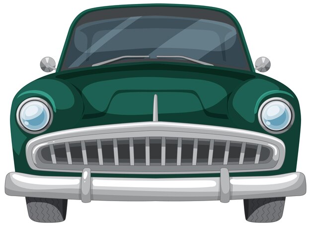 Ilustración de un coche vintage verde clásico