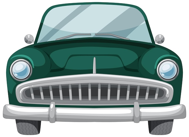 Ilustración de un coche vintage verde clásico