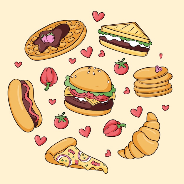 Ilustración de cocina americana dibujada a mano