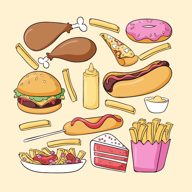 Ilustración de cocina americana dibujada a mano