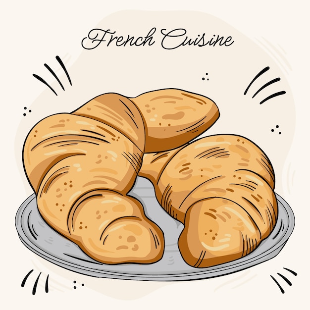 Ilustración de cocina francesa dibujada a mano