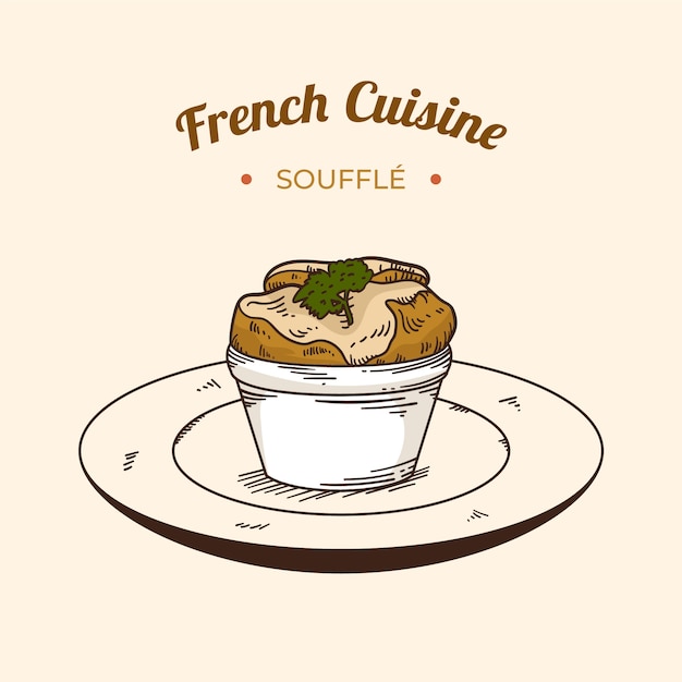 Ilustración de cocina francesa dibujada a mano