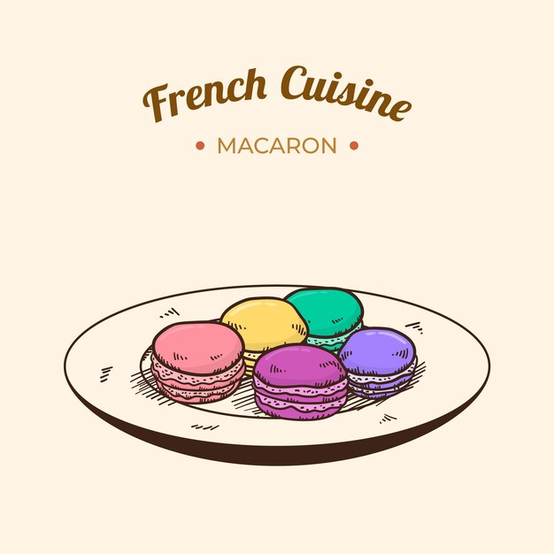 Ilustración de cocina francesa dibujada a mano