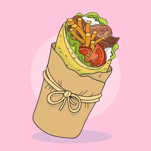 Ilustración de cocina griega dibujada a mano