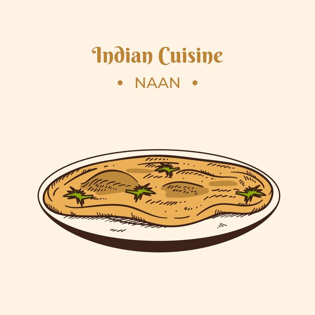 Ilustración de cocina india dibujada a mano