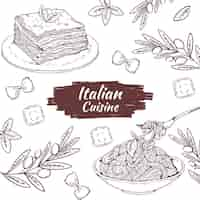 Vector gratuito ilustración de cocina italiana dibujada a mano