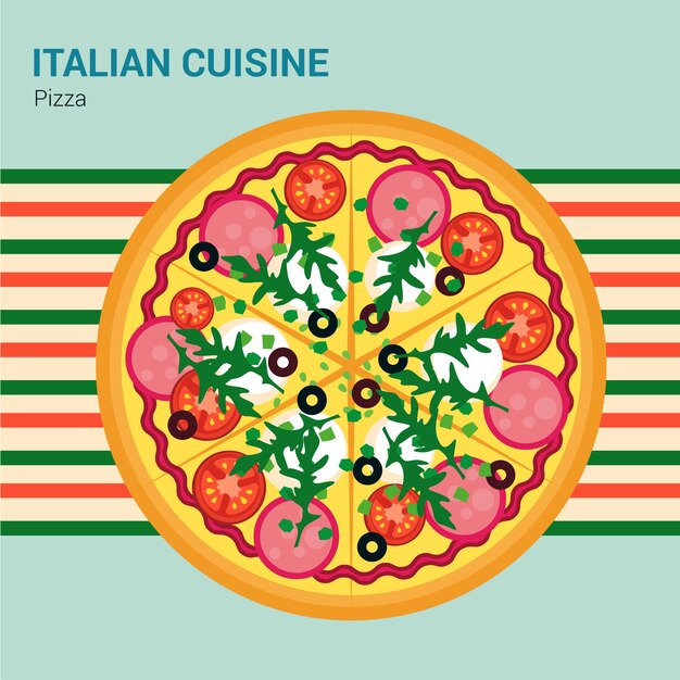 Ilustración de cocina italiana dibujada a mano